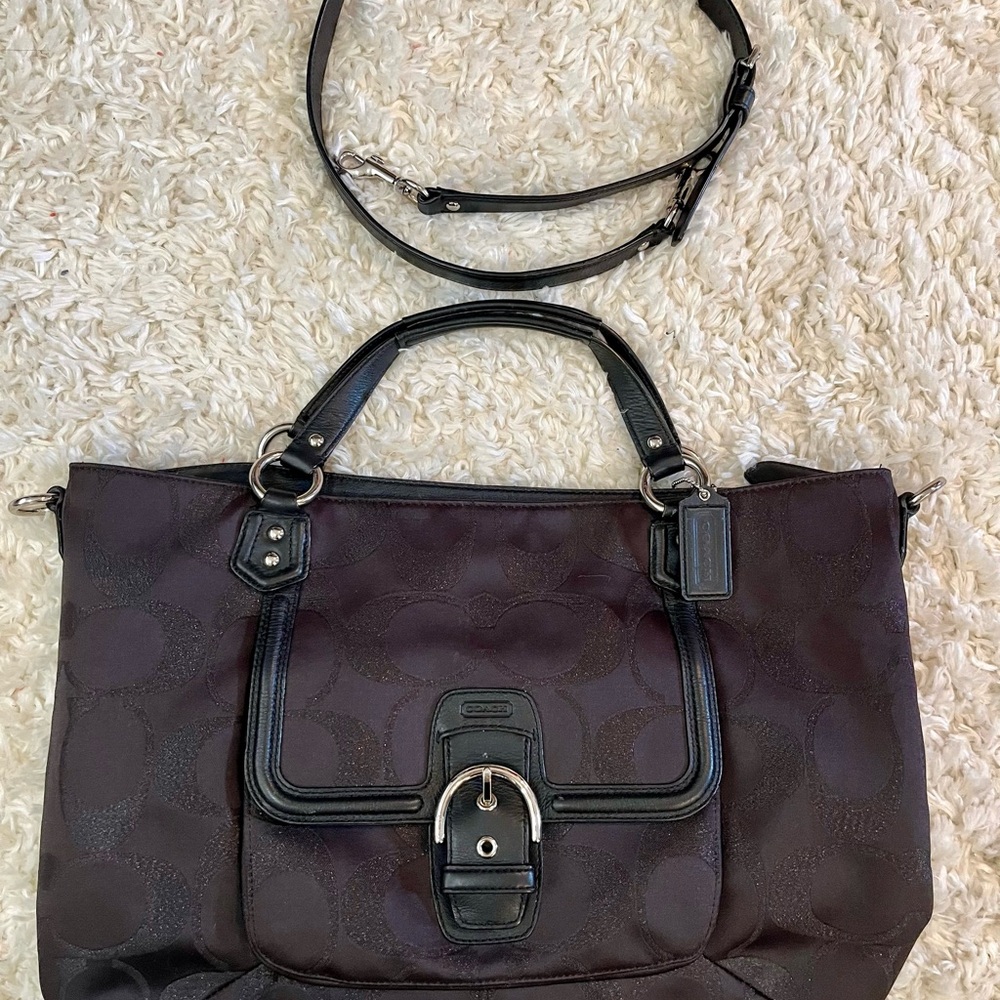 Coach Black Signature Campbell Satchel Handbag Purse